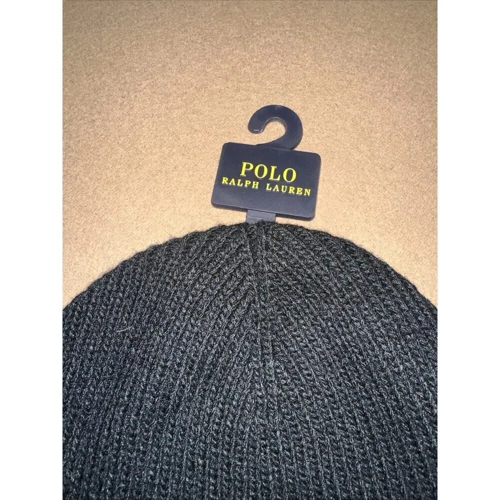 Polo Ralph Lauren Men’s Black Cuffed Beanie Dog With USA Shirt